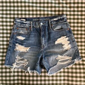 American Eagle Medium Wash Denim Shorts (distressed)